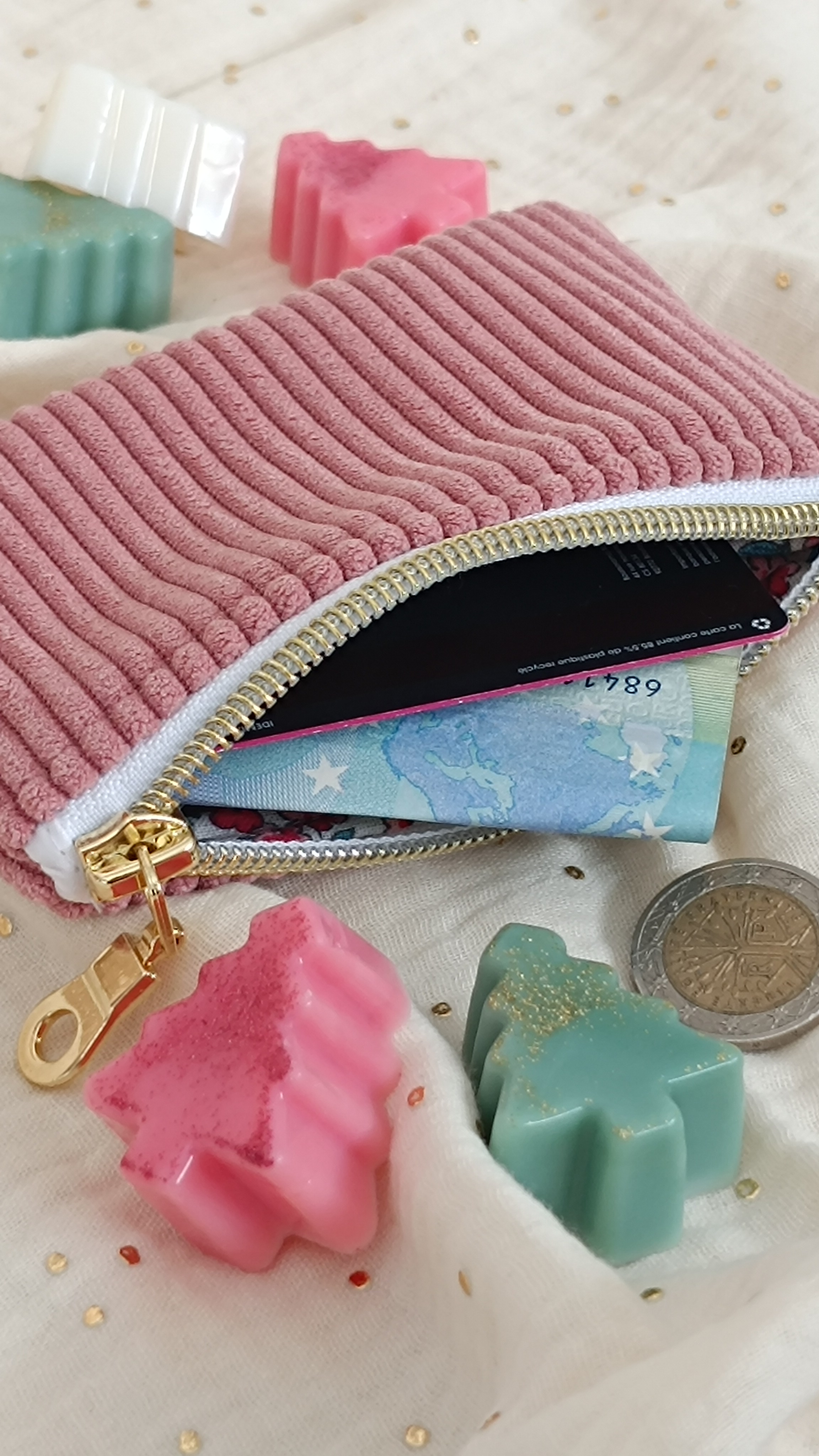 Porte-monnaie velours - Collection Dorée